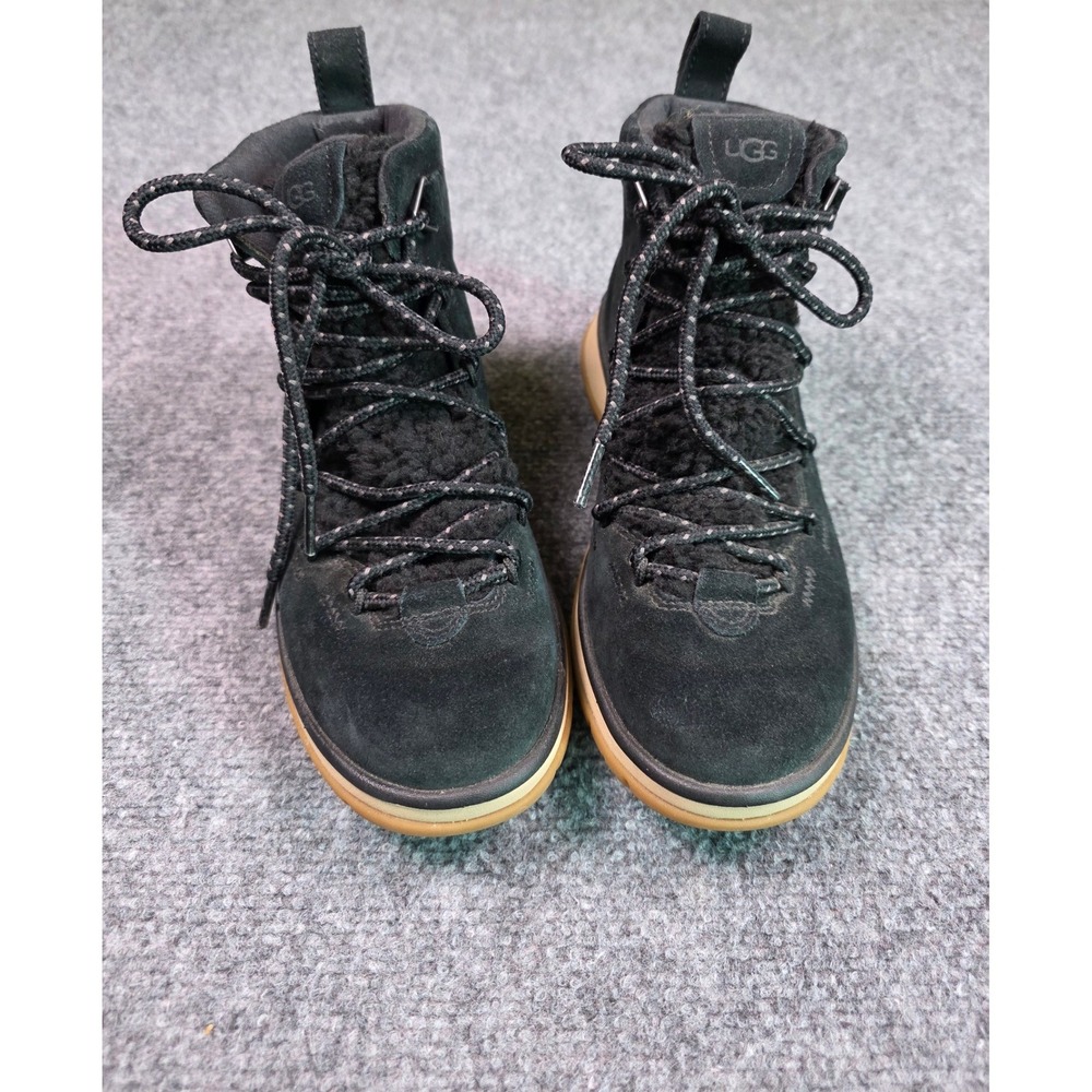 UGG Lakesider Heritage Mid Boot Womens 7.5 Black Suede Shearling 1121020